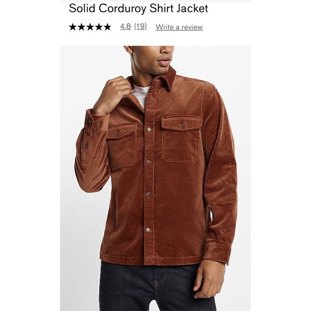 Express Men's Solid Corduroy Shirt Jacket Size XL‎ Color Tortoise Shell 2840